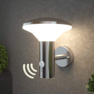 NBHANYUAN Lighting® LED Outside Lights Mains Powered with Motion Sensor Outdoor Wall Light PIR Black Stainless Steel for Patio