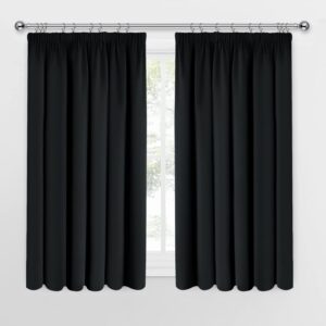 Oxford Homeware Blackout Curtains Thermal Insulated Pencil Pleat Curtains for Bedroom Living Room Window Treatments Curtains & Drapes - Thick Curtain with Tie Backs (W46 x L54