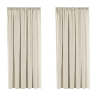 H.Versailtex Blackout Solid Beige Decorative Window Curtains Thermal Insulated Noise Reducing Pencil Pleat Curtain Panels for Living Room/Bedroom