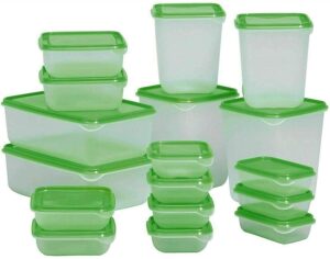 ZYBUX - Durable Plastic Storage Food Storage of 17 Pieces for Freezer & Fridge Storage