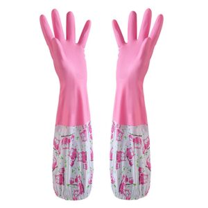 TRIXES Long Pink Rubber Pond and Drain Gloves – Household & Garden Chores