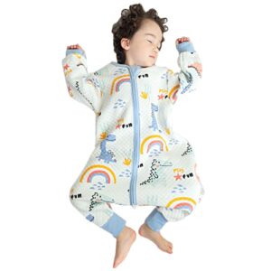ZIGJOY Baby Sleep Bag with Feet Hip Zipper 1.5 TOG Wearable Blanket with Long Sleeve 100% Cotton Sleep Sack for All Seasons 4-6T Infant Toddler Pajamas for Girl Boy