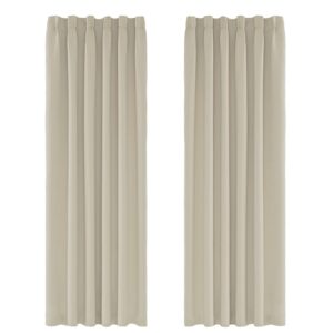 Amazon Brand – Umi Blackout Curtains Super Soft Pencil Pleat Bedroom Curtains Thermal Insulated Energy Saving Rod Pocket Curtains Kids Curtains for Door 46 x 90 Inch Beige 2 Panels