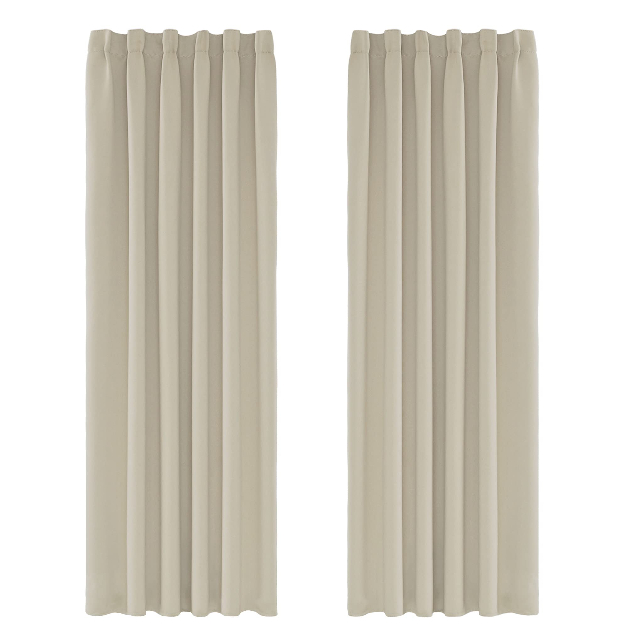 Amazon Brand – Umi Blackout Curtains Super Soft Pencil Pleat Bedroom Curtains Thermal Insulated Energy Saving Rod Pocket Curtains Kids Curtains for Door 46 x 90 Inch Beige 2 Panels