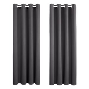 Amazon Brand - Umi Thermal Insulated Eyelet Blackout Curtains Energy Saving Curtains Window Treatment Noise Reducing Curtains for Bedroom 42 x 54 Inch Dark Grey 2 Panels