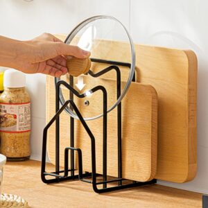 CODIRATO Chopping Board Holder Cutting Board Rack Chopping Board Organiser Stand with 2 Adhesive Hooks Pot Lid Holder Kitchen Cookware Storage for Dinnerware