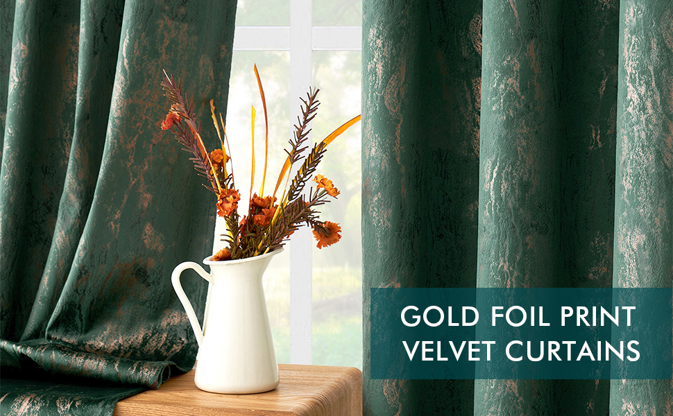Woaboy Velvet Curtains 46x90 66x90 Gold pattern Soft Luxury