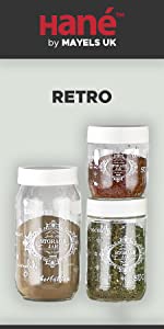 Retro Design Glass Kitchen Jar Set