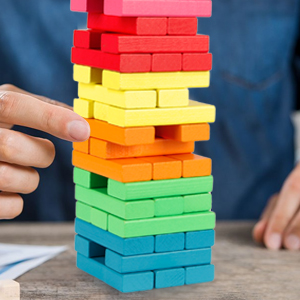 Wooden Toppling Tower Tumbling Timbers Block Wood Stacking Yard Game Backyard Set with Carrying Case