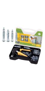 BLOSTM 72pc Hollow Wall Fixings & Wall Anchor Setting Tool Rivet Gun Set