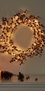 6FT Red Berry Garland Lights