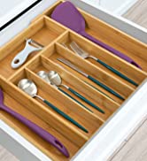 Utoplike 4pcs Bamboo Drawer Dividers, Adjustable Drawer Organisers, Spring Loaded Kitchen Utensil...