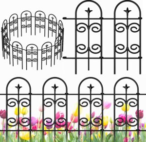 Amagabeli Garden Fence 8 Pcs 81.2cm X 324cm Decorative Outdoor Rustproof Metal Garden Border Landscape Wire Fencing Folding Wire Patio Fences Flower Bed Animal Dogs Barrier Edge Edging DA1152