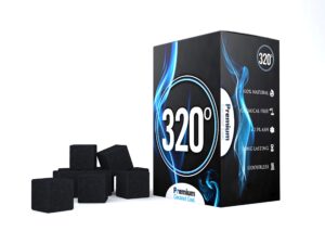 320° Premium Coconut Shisha Charcoal Coal (25mm Cubes) for Hookah BBQ 1 kg - 72 Pieces