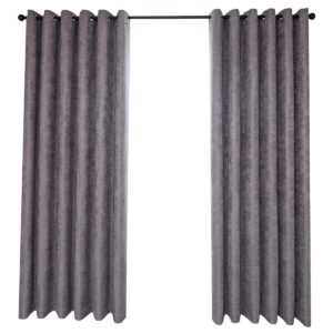 QINUO HOME Faux Linen Curtains 66 x 72 - Modern Ring Top Dark Grey Curtains for Bedroom