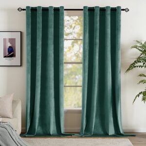 EMEMA Velvet Blackout Curtains Thermal Insulated Curtain Pair Eyelet Room Darkening Drapes for Living Room Kids Bedroom 46" W x 54" L 117x137 cm 2 Panels Dark Gree