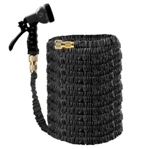 Ram® 50FT Black Expandable Garden Hose Pipe Flexible Garden Lawn Hose with 7 Dial Spray Nozzle