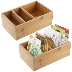 YOUEON 2 Pack Bamboo Pantry Organizers and Storage with 3 Compartments