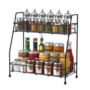 BOKIOVIN 2 Tier Spice Racks Organiser Free Standing for Kitchen Counter
