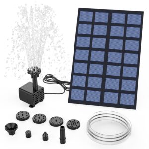 AMZtime DIY Solar Fountain 2.5W Solar Power Water Pump 2022 Upgrade Water Feature Pump with 6 Fountain Styles 1.2m Water Pipe for Garden Pond