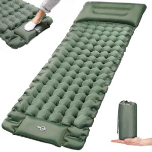 JOOLOV Camping Mat Ultralight Sleeping Pad - 10cm Thick Foot Press Sleeping Mat Pad with Pillow Portable Camping Mattress for Tent Backpacking Hiking and Traveling