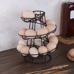 Egg Skelter Dispenser Rack Spiral Design Metal Egg Skelter Freestanding Wire Chicken Egg Storage Organizer Display Holde