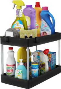 KOKSI 2-Tier Under Sink Organiser with 4 Hooks for Bathroom