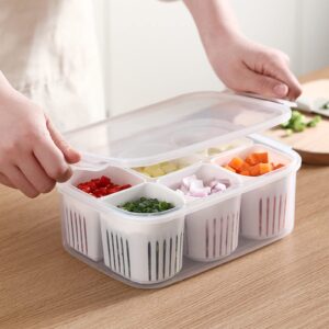 Vegetable Organizer Box with 6 Pcs Drain Basket