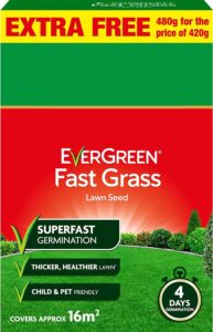 FERRIS | Miracle-GRO Evergreen Fast Grass Lawn Seed | Sprouts in 4 Days - Fast Growing Lawn Patch Repair Seeds | Designed to UK Weather - Child & Pet-Friendly [480g]