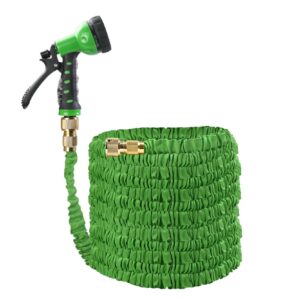 Ram® 50FT Green Expandable Garden Hose Pipe Flexible Garden Lawn Hose with 7 Dial Spray Nozzle