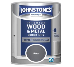 Johnstone's - Quick Dry Gloss Primer Undercoat - Grey - Water Based - Interior Wood & Metal - Fast Drying - Low Odour - Dry in 1-2 Hours - 13m2 Coverage per Litre - 0.75 L