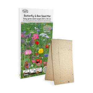 Pronto Seed Wild Flower Seed Mix Attracts Bees and Butterfiles - Easy to Grow Flower Seed Planting Mat (Size 200cm x 50cm) (Butterfly & Bee Seed Mix)