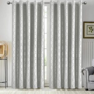 Hafaa Blackout Curtains for Living Room – 260 GSM Embossed Eyelet Curtains Bedroom 46x54 Inch Window Thermal Insulated Curtain Matching Tiebacks - 2 Panel