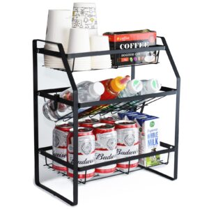 IWTTWY Kitchen Storage & Organisation Rack & Holder Stand Spice Rack 3 Tier Ingredients Seasoning Bottle Herb Jar Black Metal Shelf for Kitchen Cooking Table Organiser 30x20x38.5cm