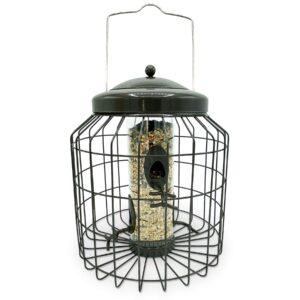 Large Heavy Duty Squirrel Proof Bird Feeder for Wild Seed Feed Mix Outdoor Garden use - Mocha Brown - with Strong Galvanised Metal Cage to Deter Squirrels & Large Birds