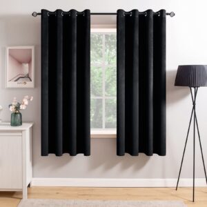 MIULEE Black Velvet Curtains Blackout Thermal Insulated 55 Inch drop Curtain Pair Eyelet Room Darkening Drapes for Living Room Kids Bedroom Nursery 55" W x 57" L 140x145 CM 2 Panels