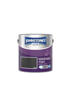 Johnstone's - Washable Paint - Black - Matt Finish - Emulsion Paint - Highly Durable - Stain Resistant - Non Toxic & Low Odour - 12m2 Coverage per Litre - 2.5L