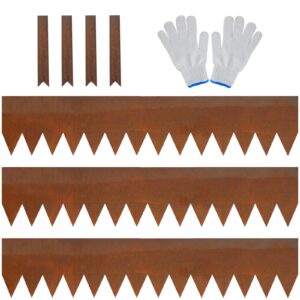 JonesHouseDeco Lawn Edging 3-Pack 1m L x 20cm H Pre-Rusted Cor-Ten Steel Landscape Edging - No-Dig Hammer-in Heavy Duty 14-Gauge Metal Corten Decorative Fence Border (3M Length Total)