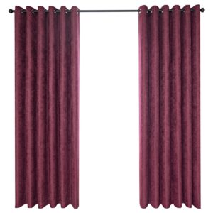 QINUO HOME Red Curtains 72 Drop Eyelet - Fashion Faux Linen Curtains for Living Room