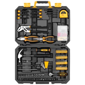DEKO 196 Piece Tool Set General Household Hand Tool Kit with Rip Claw Hammer