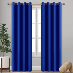 Imperial Rooms Blackout Curtains for Bedroom - Eyelet Blue Curtains & Drapes Thermal Insulated Window Treatments Extra Long Living Room Curtain with Tiebacks 90 x 108 Inch Drop 2 Panels