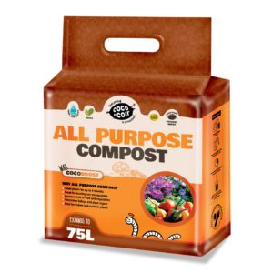 Coco & Coir All Purpose Compost. Peat-free Coco Soil for Plants Indoors. Potting Soil Fertilised with NPK - Coco Boost (75L)