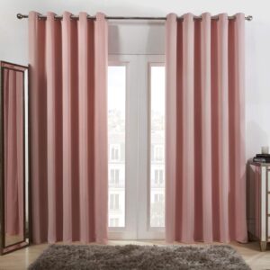 Dreamscene Eyelet Blackout Curtains Set of 2 Thermal Ring Top Window Treatment Panels - Blush Pink