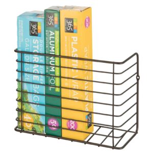mDesign Kitchen Storage Basket – Practical Kitchen Accessories for Easy Storing – Wall-Mounted Wire Hanging Basket Suitable for Tin Foil