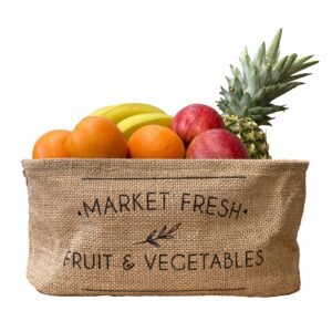 Jute Fruit & Vegetable Storage Baskets - 1 x Large Rectangular Woven Basket - Fruit Basket Fruit Bowl Veg Rack - Kitchen