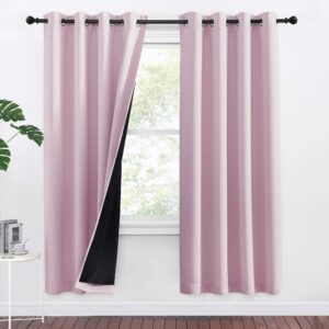 PONY DANCE Girls Bedroom Curtains Noise Reducing - Full Blackout Curtains Thermal Insulatd Panels Privacy Blackout Sheet for Nursery