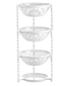 Uncluttered Designs Stacking Basket Bins (3 Tier + Plate) — Display for Fruit
