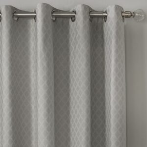 Dreams & Drapes Woven - Croma - Jacquard Pair of Eyelet Curtains - 66" Width x 72" Drop (168 x 183cm) in Silve