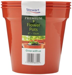 Stewart 4833014 15 cm Flower Pot - Orange/Terracotta (Pack of 3)