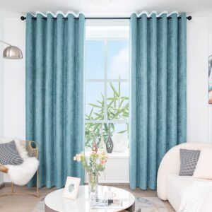 QINUO HOME Faux Linen Curtains 66x72 - Eyelet Curtains Thermal Blackout Curtains for Bedroom